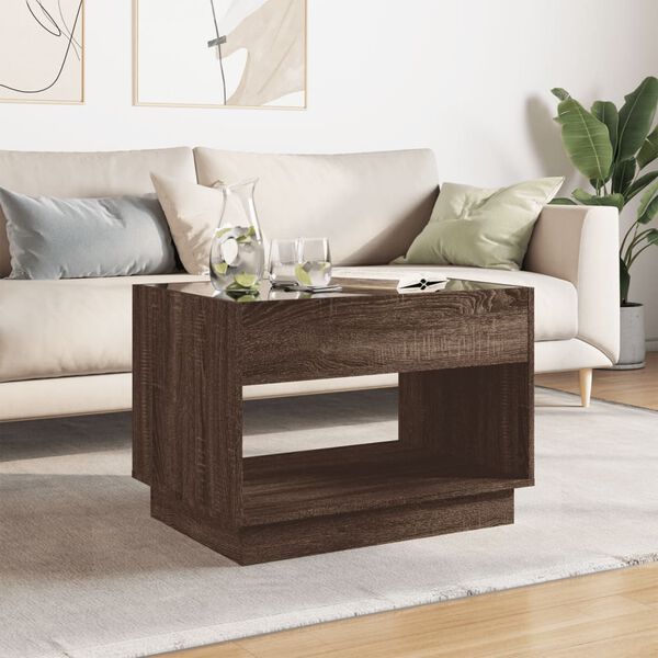 vidaXL Table basse avec LED infini ch&ecirc;ne marron 70x50x50 cm