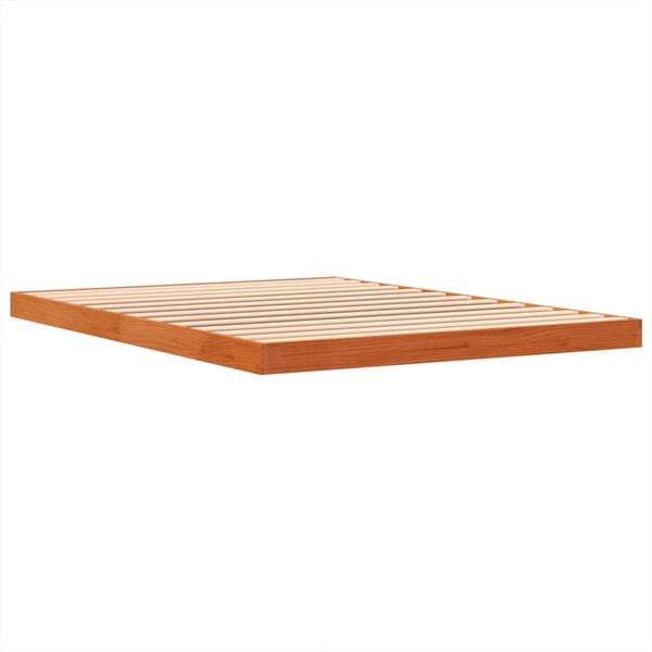 vidaXL Cadre de lit sans matelas cire marron 135x190cm bois pin massif