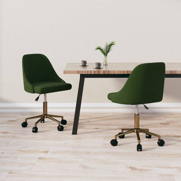 vidaXL Chaises pivotantes &agrave; manger lot de 2 vert fonc&eacute; velours