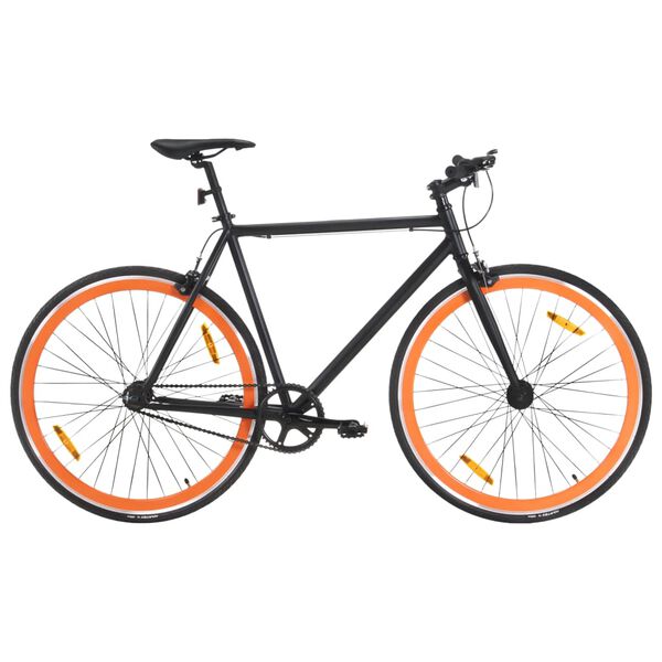 vidaXL V&eacute;lo &agrave; pignon fixe noir et orange 700c 51 cm