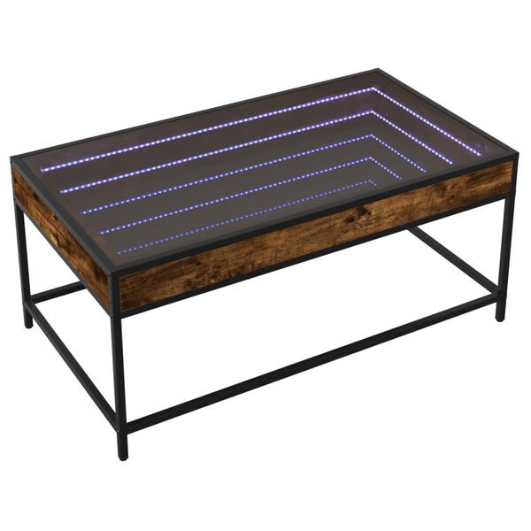 vidaXL Table basse avec LED infini chêne fumé 90x50x41 cm