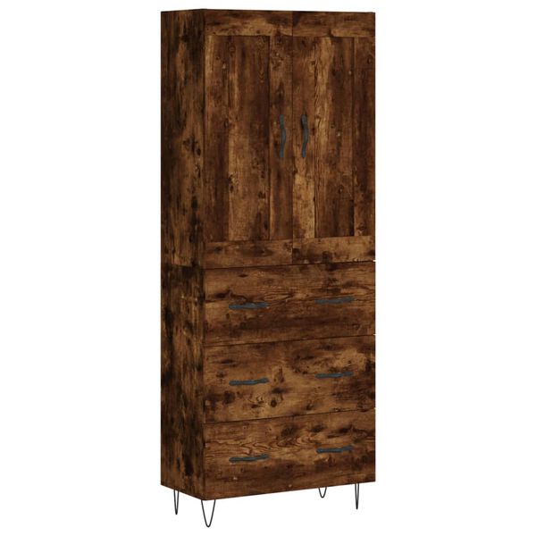 vidaXL Buffet haut Ch&ecirc;ne fum&eacute; 69,5x34x180 cm Bois d'ing&eacute;nierie