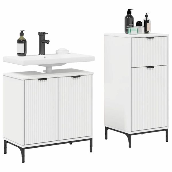 vidaXL Ensemble de mobilier de salle de bain avec tiroir 2 pcs Blanc