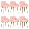 vidaXL Chaises de salle &agrave; manger 6 pc Boucl&eacute; Rose 59 x 56,5 x 85 cm