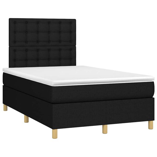 vidaXL Sommier &agrave; lattes de lit matelas et LED noir 120x190 cm tissu