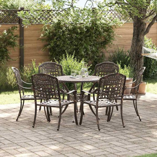 vidaXL Ensemble de salle &agrave; manger pour jardin 7 pcs Bronze Aluminium