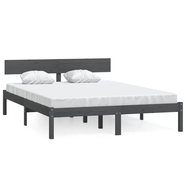 vidaXL Cadre de lit sans matelas gris bois massif 140x200 cm