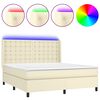 vidaXL Sommier &agrave; lattes de lit matelas LED Cr&egrave;me 180x200 cm Similicuir