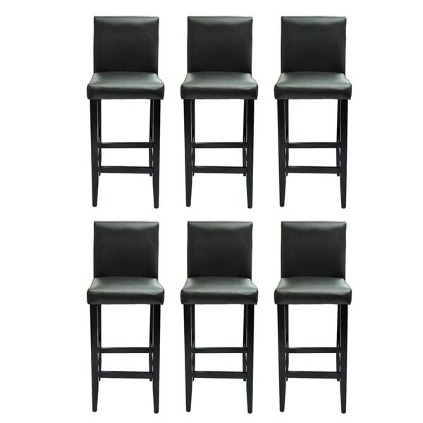 vidaXL Tabourets de bar lot de 6 noir similicuir