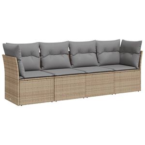 vidaXL Salon de jardin avec coussins 4 pcs beige r&eacute;sine tress&eacute;e
