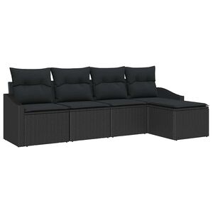 vidaXL Ensemble de Canap&eacute;s avec coussin 5 pcs Noir polyrotin