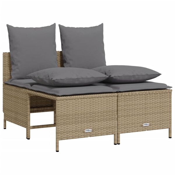 vidaXL Salon de jardin avec coussins 5 pcs beige r&eacute;sine tress&eacute;e