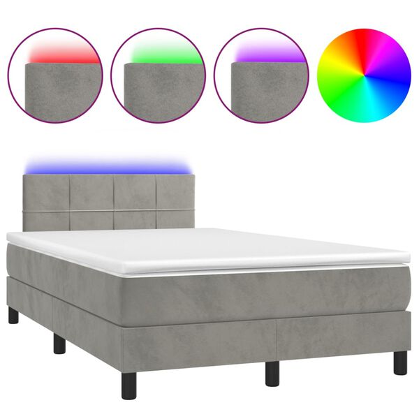 vidaXL Sommier &agrave; lattes de lit avec matelas LED Gris clair 120x200 cm