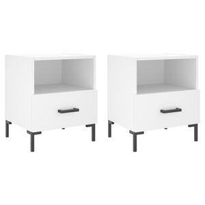 vidaXL Tables de chevet 2 pcs blanc 40x35x47,5 cm bois d&rsquo;ing&eacute;nierie