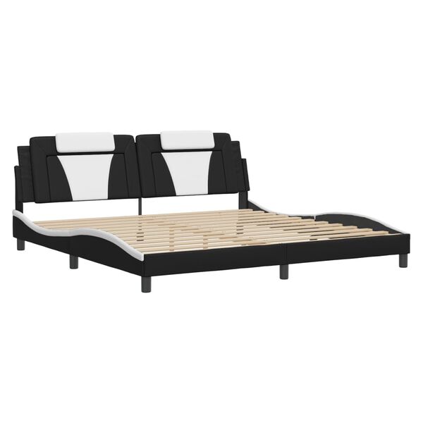vidaXL Cadre de lit Viana avec LED sans matelas noir et blanc 200x200 cm