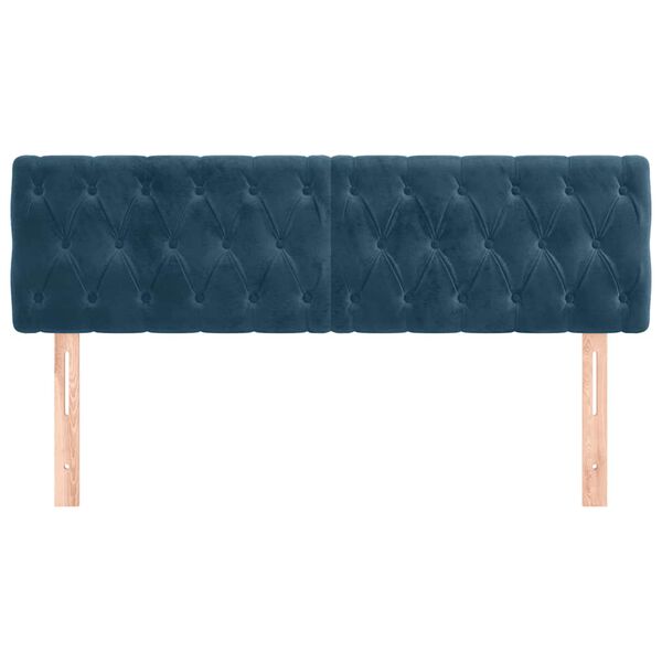 vidaXL T&ecirc;tes de lit Bleu fonc&eacute; 160 x 7 x 78/88 cm Velours