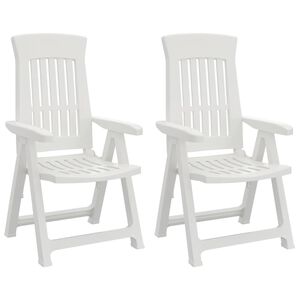 vidaXL Chaises pliantes inclinables, lot de 2, blanches, en polypropyl&egrave;ne.