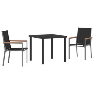 vidaXL Ensemble de salle &agrave; manger pour jardin 3 pcs Noir