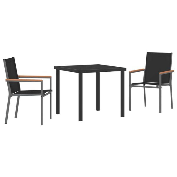 vidaXL Ensemble de salle &agrave; manger pour jardin 3 pcs Noir