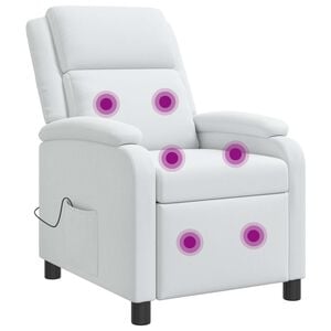 vidaXL Fauteuil de massage inclinable Blanc Tissu
