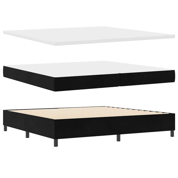 vidaXL Lit &agrave; ressorts avec matelas Noir 200 x 200 cm Velours