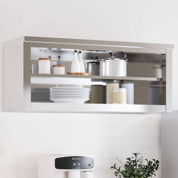 vidaXL Armoire murale de cuisine avec &eacute;tag&egrave;re acier inoxydable