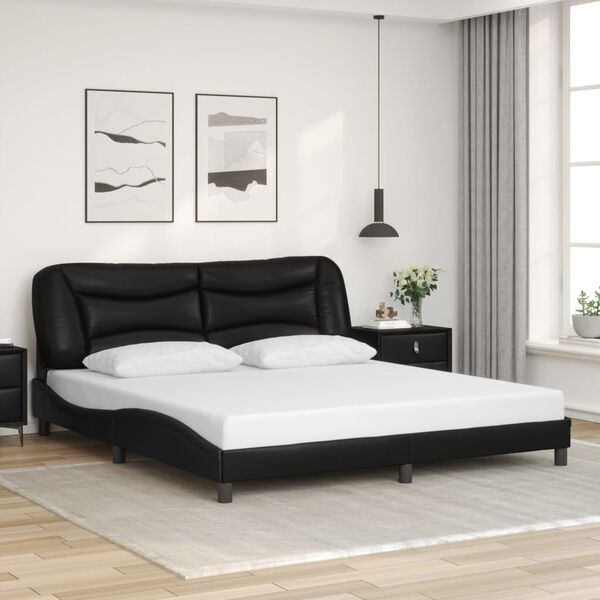 vidaXL Cadre de lit sans matelas Hvar noir 180x200 cm similicuir