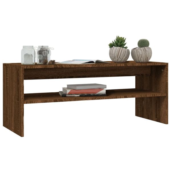 vidaXL Table basse Ch&ecirc;ne marron 100x40x40 cm Bois d'ing&eacute;nierie