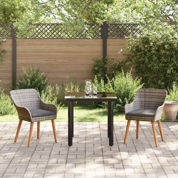 vidaXL Ensemble de salle &agrave; manger pour jardin 3 pcs Gris polyrotin