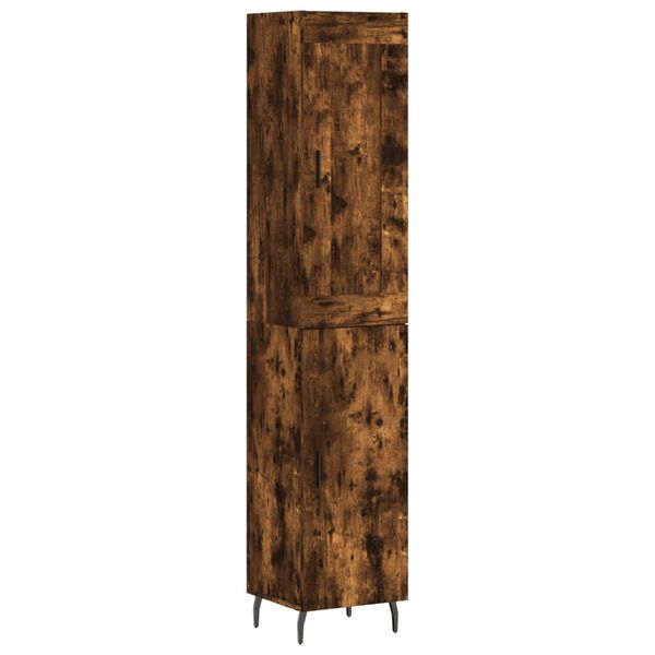 vidaXL Buffet haut Ch&ecirc;ne fum&eacute; 34,5x34x180 cm Bois d'ing&eacute;nierie