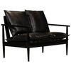 vidaXL Canap&eacute; &agrave; 2 places Cuir v&eacute;ritable avec bois d'acacia Noir