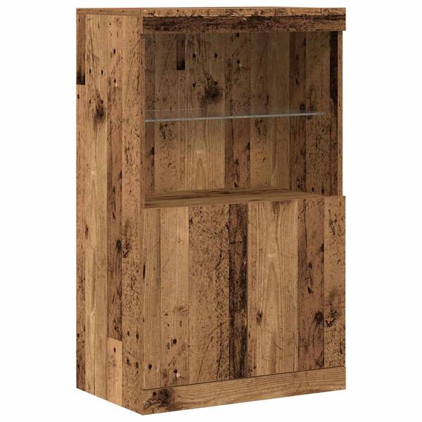 vidaXL Buffet LED Marron 60 x 37 x 100 cm Bois d'ing&eacute;nierie
