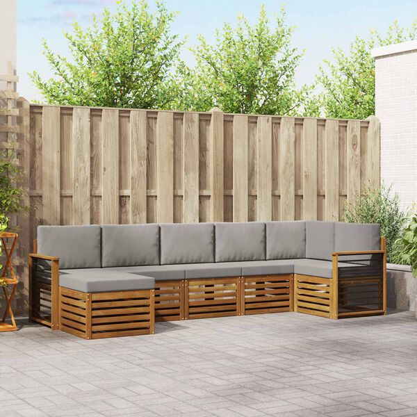 vidaXL Ensemble de canap&eacute; d'angle 7 pcs Gris Naturel et Clair