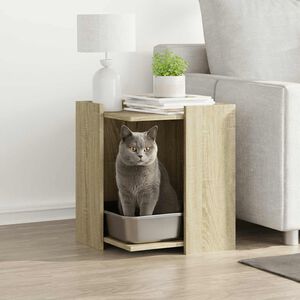 vidaXL Meuble de bac &agrave; liti&egrave;re pour chat ch&ecirc;ne sonoma bois ing&eacute;nierie