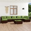 vidaXL Salon de jardin 8 pcs avec coussins R&eacute;sine tress&eacute;e Marron