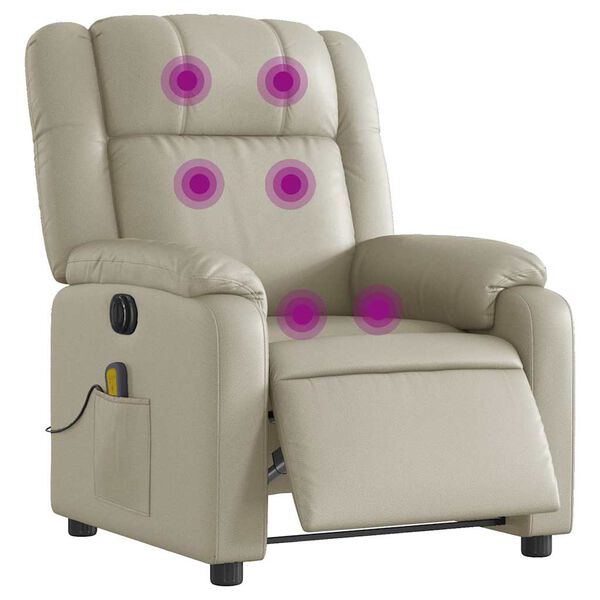 vidaXL Fauteuil de massage inclinable électrique crème similicuir