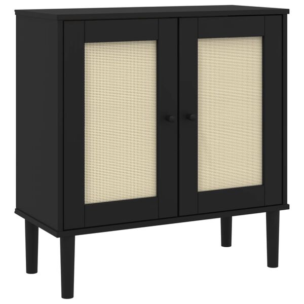 vidaXL Buffet SENJA aspect rotin noir 80x35x80 cm bois massif de pin