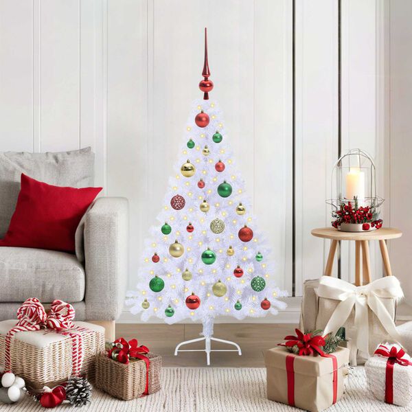 vidaXL Sapin de Noël artificiel avec 150 LED Blanc 120 cm PVC et Acier