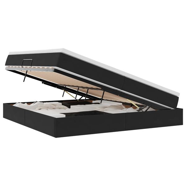 vidaXL Lit avec rangement et matelas Noir 200 x 200 cm Velours