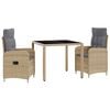 vidaXL Ensemble de repas ext&eacute;rieur 3 pcs Beige et Gris clair