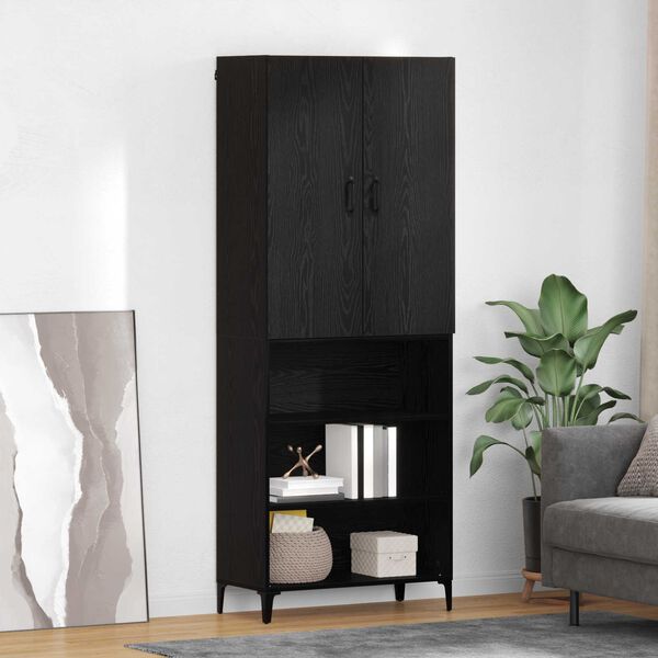 vidaXL Haut Armoire Ch&ecirc;ne noir 69,5 x 34 x 180 cm Bois d'ing&eacute;nierie