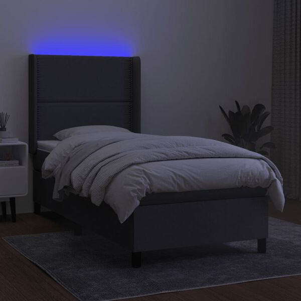 vidaXL Sommier &agrave; lattes de lit matelas LED Gris fonc&eacute; 100x200 cm Tissu
