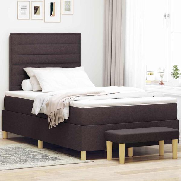 vidaXL Lit &agrave; ressorts avec matelas Marron fonc&eacute; 120 x 190 cm tissu
