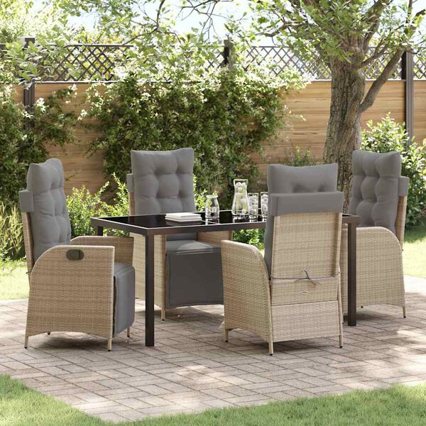 vidaXL Ensemble de salle &agrave; manger pour jardin 5 pcs Beige polyrotin