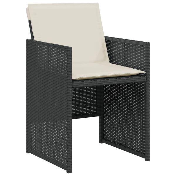 vidaXL Ensemble de bistro 3 pcs avec coussins noir r&eacute;sine tress&eacute;e