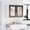 vidaXL Armoire murale de cuisine avec porte en verre Porto ch&ecirc;ne fum&eacute;