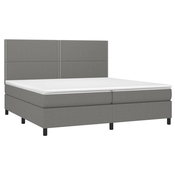 vidaXL Sommier &agrave; lattes de lit et matelas et LED Gris fonc&eacute; 200x200 cm
