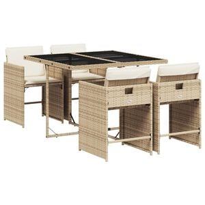 vidaXL Ensemble &agrave; manger de jardin avec coussins 5pcs Beige poly rotin