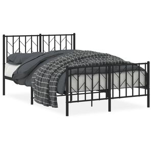 vidaXL Cadre de lit m&eacute;tal sans matelas avec pied de lit noir 120x200cm