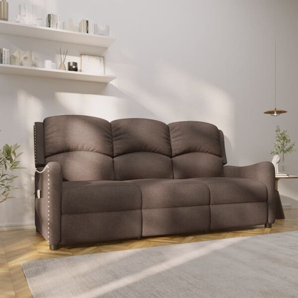 vidaXL Fauteuil de massage inclinable &agrave; 3 places taupe tissu